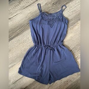Mudd blue lace sleeve romper one piece beach vacation summer